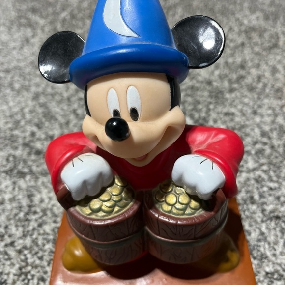 Vintage Walt Disney World Fantasia Sorcerers Apprentice Mickey Mouse Vinyl Bank - Picture 7 of 10